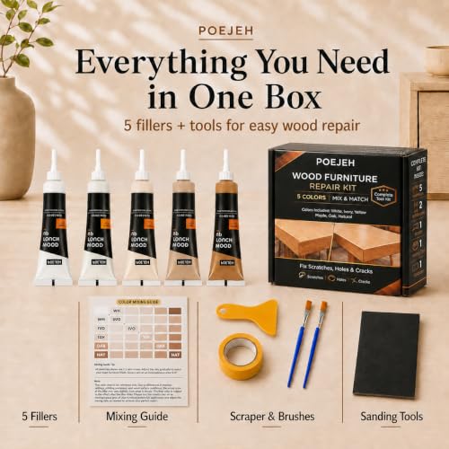 5‑Color Light Wood Filler Repair Kit, Anti‑Crack Restore Set