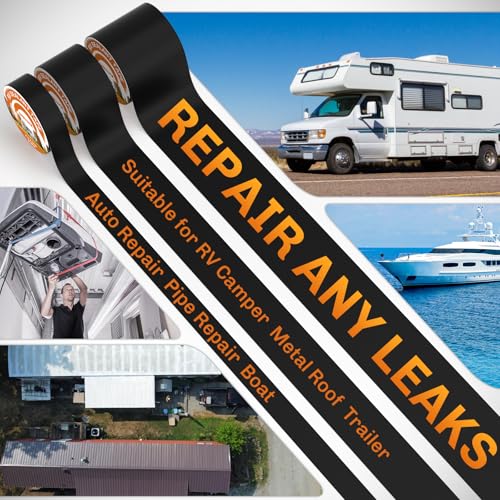 WELLUCK Butyl Sealant Tape, 6 Inch X 50 Foot RV Roof Tape Sealant Roofing Tape Black, Waterproof &UV RV Tape for Roof Camper Trailer Boat Sealing Leak Repair - style: 6 Inch X 50 Foot Black