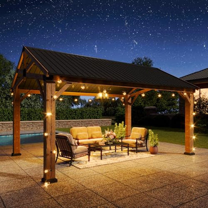 Aoxun 12' x 16' Wood Gazebo with Galvanized Steel Gable Roof, Gray - color: Taupe Gray, size: 12' x 16'