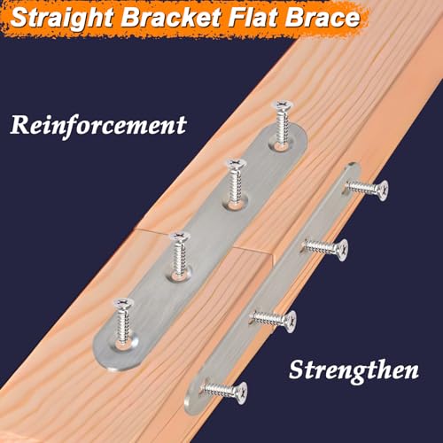 4.8 inch Flat Bracket Straight Brace Mending Plates, 10 PCS - color: Brushed Nickel, size: 10 Pcs / 4.8 x 0.8 in