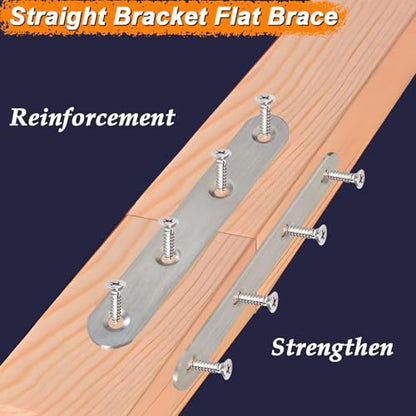 4.8 inch Flat Bracket Straight Brace Mending Plates, 10 PCS - color: Brushed Nickel, size: 10 Pcs / 4.8 x 0.8 in