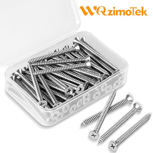 304 Stainless Steel #8 x 1-1/4" Flat Head Self Tapping Wood Screws 100PCS - size: #8 x 1-1/4"（100PCS）