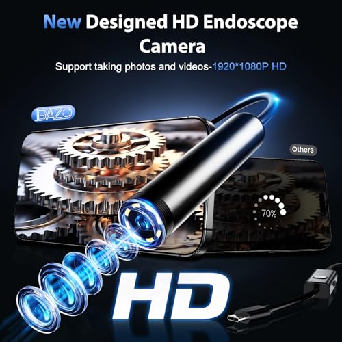 BAZO Endoscope Camera with Light –1920P HD Borescope with 8 Adjustable LEDs