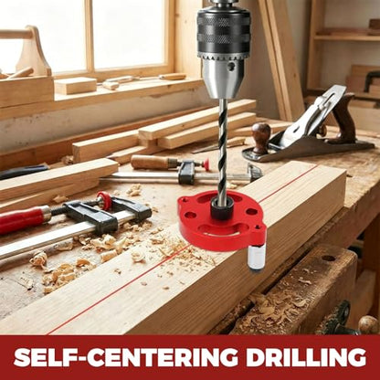 Dowel Drill Guide, Adjustable Self Centering Doweling Jig Kit with 2/3/4/5/6/7/8/9/10 mm Drill Bushes & 6/8/10 mm Doweling Jig for Woodworking Straight Holes