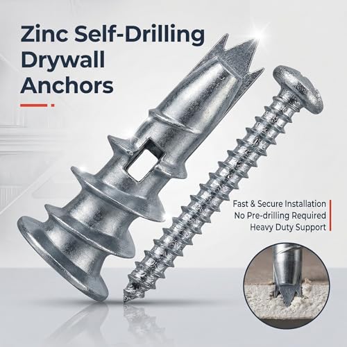 50 Zinc Self-Drilling Drywall Anchors with 50#8 x 1-1/4" Screws