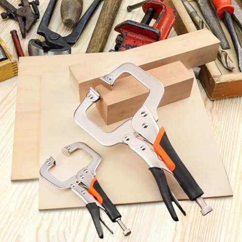 4 Pack 11 & 6 Inch C Clamp Locking Pliers with Swivel Pads