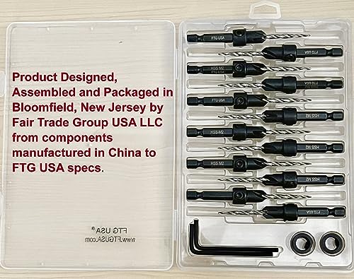 FTG USA 12 Pc #6 (9/64") Countersink Drill Bit Set with Tapered Drill Bits - size: #6, style: Same Sort 12 Pc