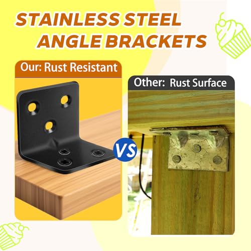 40Pcs 1.2”x1.2”Stainless Steel Black Brackets 1.5”Wide Small Angle Bracket - size: 40PCS, style: Black