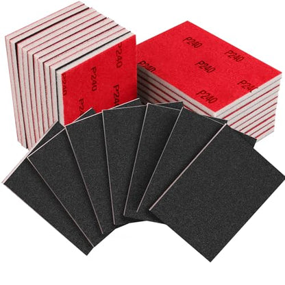 20PCS 3 x 4 Inch 240 Grit Sanding Sponge, Ultra Fine Sanding Sponges Pads, Soft Foam Hand Sanding Block Dry Wet Sandpaper Blocks for Model Drywall Metal Wood Furniture Polishing - style: 240 Grit 20PCS