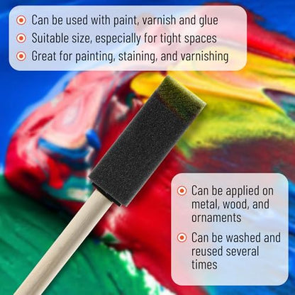 Bates- Foam Paint Brushes, 1", 75 Pack, Black Sponge Brushes for Painting, Sponge Paint Brush - color: Black, size: 1 inch, 75 Pack