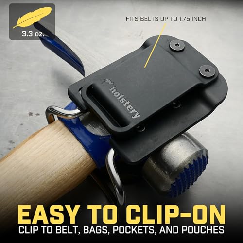 Holstery HammerMaster | Hammer Holder Loop - Clip-On Tool Belt Holster Holds Hammers, Hatchet, or Mallet - style: HammerMaster