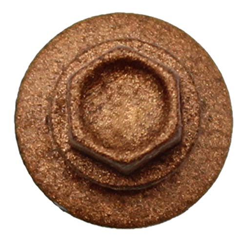 10 x 1 Copper Metal Roofing Screws - Hex Washer Head- Self-Starting/Tapping - EPDM Washer. 1 Bag - 250 Screws - color: COPPER, size: 1"