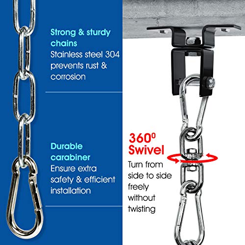 Yes4All Punching Bag Hanger, Stainless Steel Swivel Chain with 4 Snap Hooks for Heavy Bag, Gym Swing, Trapeze, and Hammock - color: Wood Beam Hanger with chain