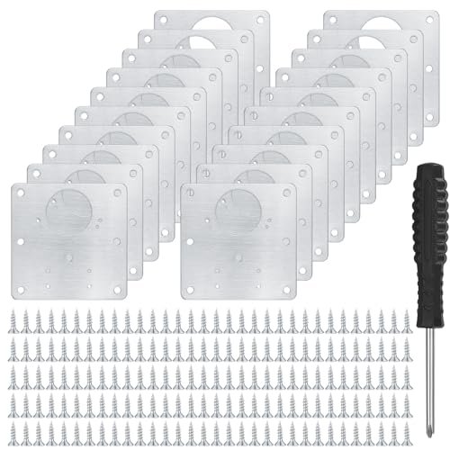20 Pcs Cabinet Hinge Repair Plates Kits,Kitchen Cupboard Door Hinge Repair
