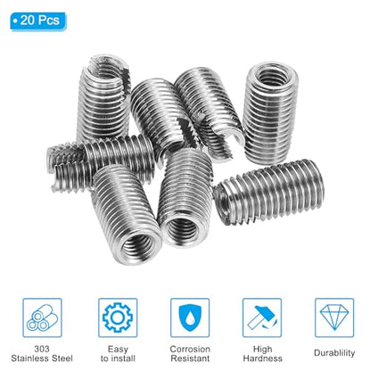 PATIKIL Self-Tapping Threaded Inserts, 20 Pcs M5 x M8 x 15mm 303 Stainless Steel Thread Adapter Reducer Slotted Screw Repair Inserts Nuts Sleeve - size: M5 x M8 x 15mm