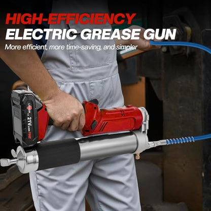 Electric Grease Gun 12,000 PSI 5.3 oz/min, 2-in-1 Cordless Battery Powered Grease Gun Kit with with 2 * 2.0AH Batteries, Bright LED Light, 3 Couplers, Compatible Standard Cartridge
