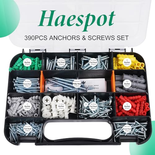 390 PCS Dry wall Anchor, Screws and Drywall AnchorsAssortment Kit - size: 390pcs