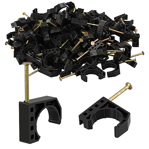 100 Pack 3/4" Half Clamps J-Hook with Nails Set - color: 100pcs J-hooks, size: 3/4 Inch
