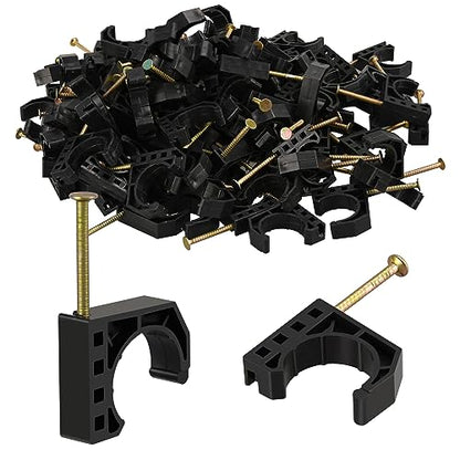 100 Pack 3/4" Half Clamps J-Hook with Nails Set - color: 100pcs J-hooks, size: 3/4 Inch