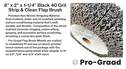 8" x 2" Black 40 Grit Strip & Clean Non-Woven Flap Brush Wheel - style: 8" x 2" x 1-1/4" Black