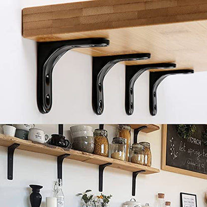 8-Pack Black 2 Inch Heavy Duty L Brackets with Screws for Shelves - size: 2inch Black
