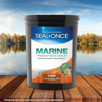 SEAL-ONCE Marine Waterproof Wood Sealer and Stain, Clear, 5 Gallon