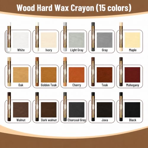Wood Filler Sticks 15 Colors, Wood Putty Stick for Furniture Repair