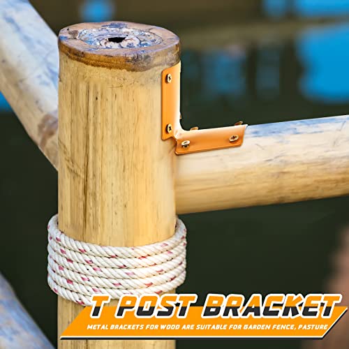 20 Pcs Round Post Fence Brackets Metal L for Wood Fence Post Repair Round Rail Angle Brackets with 0.8 Inch Screws for Wooden Frame Bed Furniture Hardware, 2 x 2 Inch - color: Brown