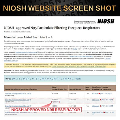 N95 Mask NIOSH Approved 50-Pack, Particulate Respirator N95 Face Masks Universal Fit - Individually Wrapped, Black - color: 50 Pack - Black