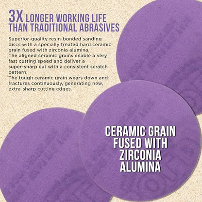 Dura-Gold Premium 600 Grit 2" Purple Film Ceramic Sanding Discs, Box of 30 - style: 600 Grit
