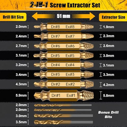 Topec 12 PCS Easy Out Screw Extractor Set, Gift for Men - size: 12 Pieces