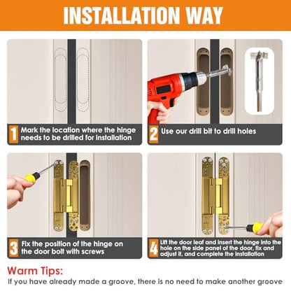 9.7" Hidden Door Hinge/Concealed Hinges,Invisible Hinges - color: Gold, size: 9.7 inches