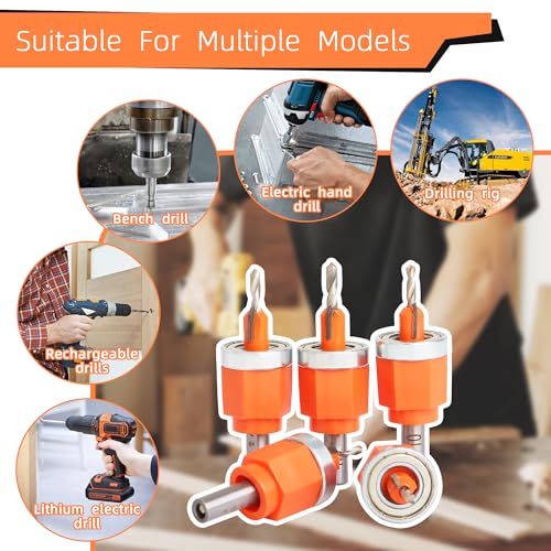 5-Piece Wood Countersink Drill Bit Set with Adjustable Depth Stops - style: Drill Bit