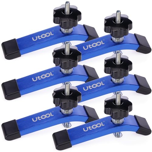 UTOOL 6 Pack T-Track Hold Down Clamps Kit, 6-1/3" L x 1-1/5" Width, Blue - size: ‎6 PCS Clamps