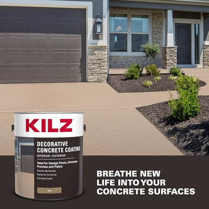 KILZ Decorative Slip-Resistant Concrete Coating, Tan, 1 Gallon - color: Tan