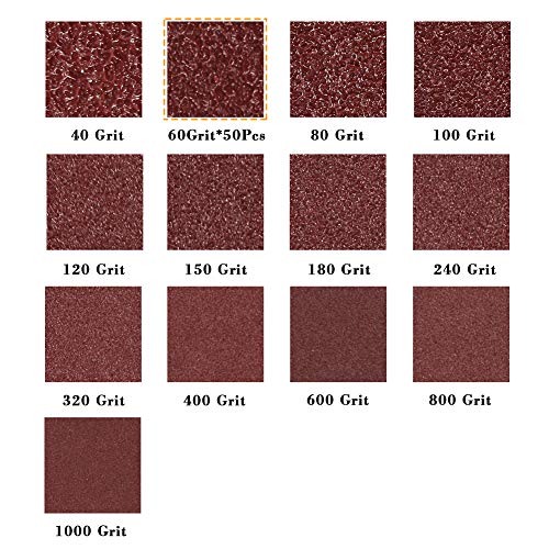 SPEEDWOX 50Pcs 60 Grit Triangle Sanding Pads, 90mm 6 Holes for Multi Tool - style: 60 Grit