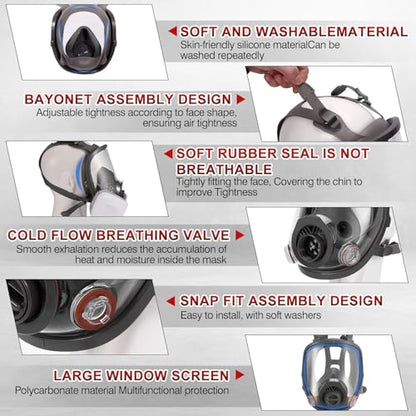 Reusable Full Face Cover Set for Chemicals,Sanding,Polishing,Paint,Epoxy Resin,Spray Painting,Woodworking,Welding Work