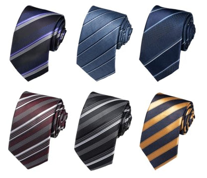 joy alice Tie For Men 6 PCS Necktie Woven Jacquard Neck Ties Set Neck Ties - color: Striped Black Blue Purple Burgundy