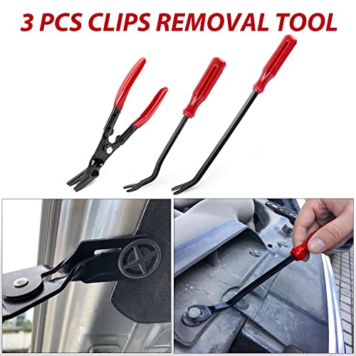 Nilight 200Pcs Trim Removal Tool, Auto Push Pin Bumper Retainer Clip Set - color: 200 Clips+ Remover Tools Red