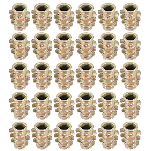 uxcell Furniture Threaded Insert Nuts Zinc Alloy Hex-Flush M4 Internal Threads 10mm Length 30pcs - size: M4x10mm