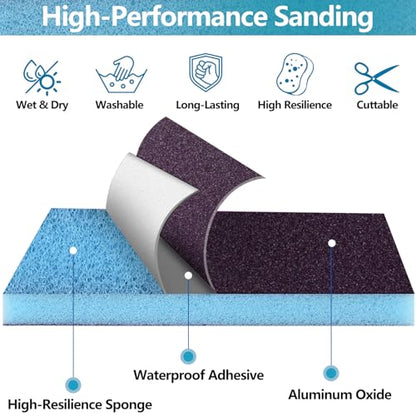 18 Pack Wet Dry Sanding Sponge Set, 80 Grit Foam Blocks Sandpaper - style: 80 Grit
