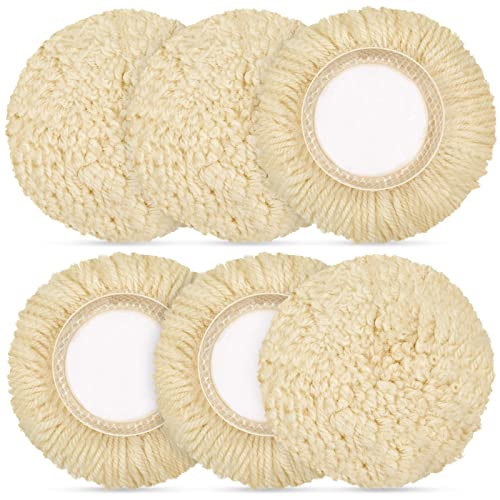 Tallew 6 Pcs Wool Buffing Pads Hook Loop for Drill Polisher, 3 Inch - size: 3 Inch