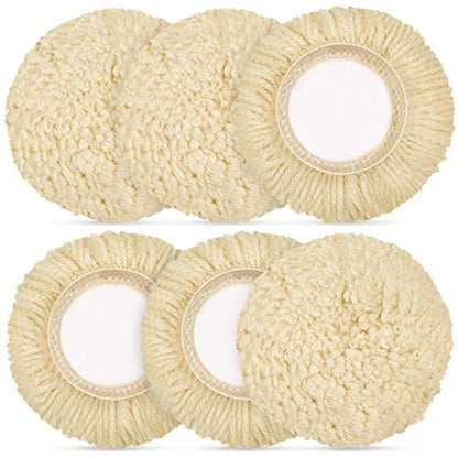 Tallew 6 Pcs Wool Buffing Pads Hook Loop for Drill Polisher, 3 Inch - size: 3 Inch