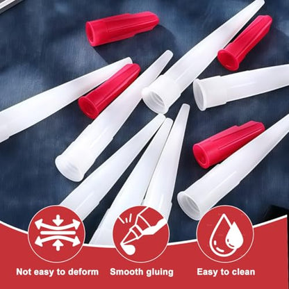 12 Pcs Caulk Extension Nozzle Plastic Nozzles Kit Caulk Saving Caps & Applicator Tools for Easy Sealing Projects in Kitchen Bathroom