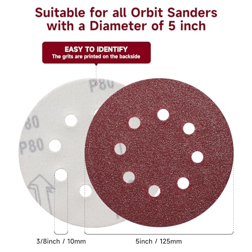 100PCS 5 Inch Sanding Discs 400 Grit Sandpaper for Orbital Sander - style: Aluminum oxide