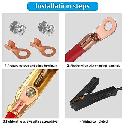 100A-500A Battery Jumper Clamps - Heavy-Duty Insulated Alligator Clips, Automotive Replacement Booster Cable Clamps - Red and Black