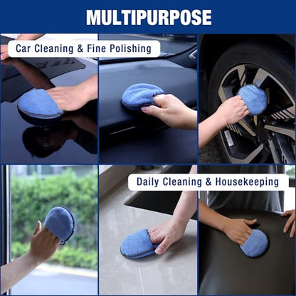 WORKPRO 12-Pack Car Wax Applicator Pads with Finger Pocket, Microfiber Pad