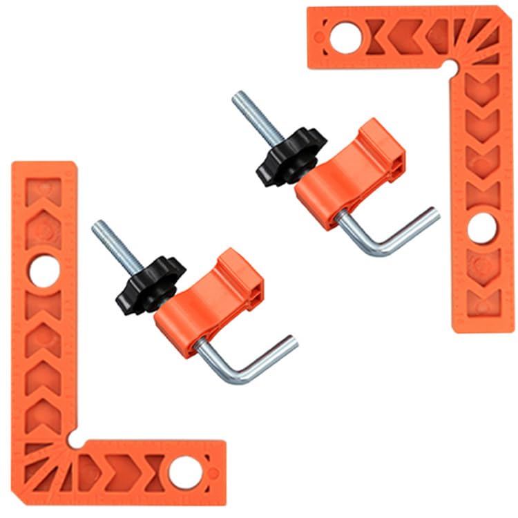 2 Pack 90 Degree Clamp,Positioning Squares, 3" Right Angle Clamp with 2 Clamping Squares,Corner Clamps Tool for Pictures Frames, Cabinets, Boxes (orange)