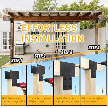 4x4 ( 3.5"x3.5") Post Brackets Kit, 4 Pack Heavy-Duty Post Caps Tie Bracket