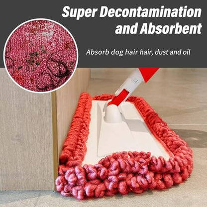 16.5" Microfiber Mop Pads Refills, 3 Pack Reusable Replacement Heads - color: 16"red Rolled*3